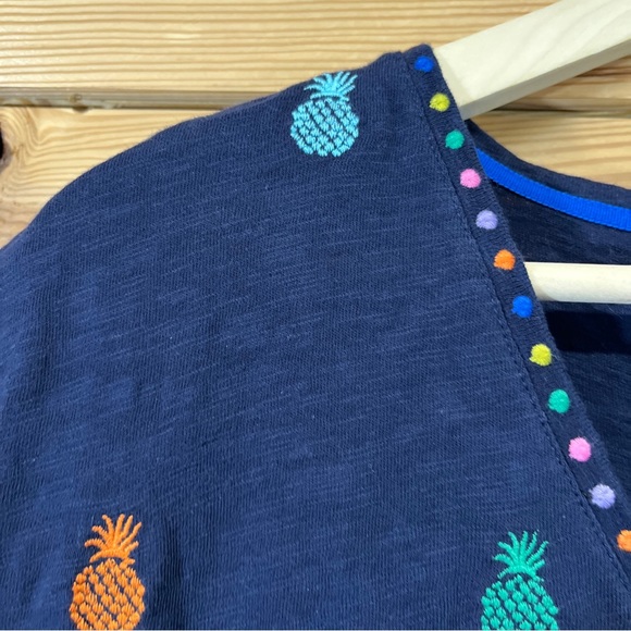 Boden Dress Pineapple Polly Embroidered Navy Blue 8P V-Neck Cap Sleeve B139 - Picture 3 of 12